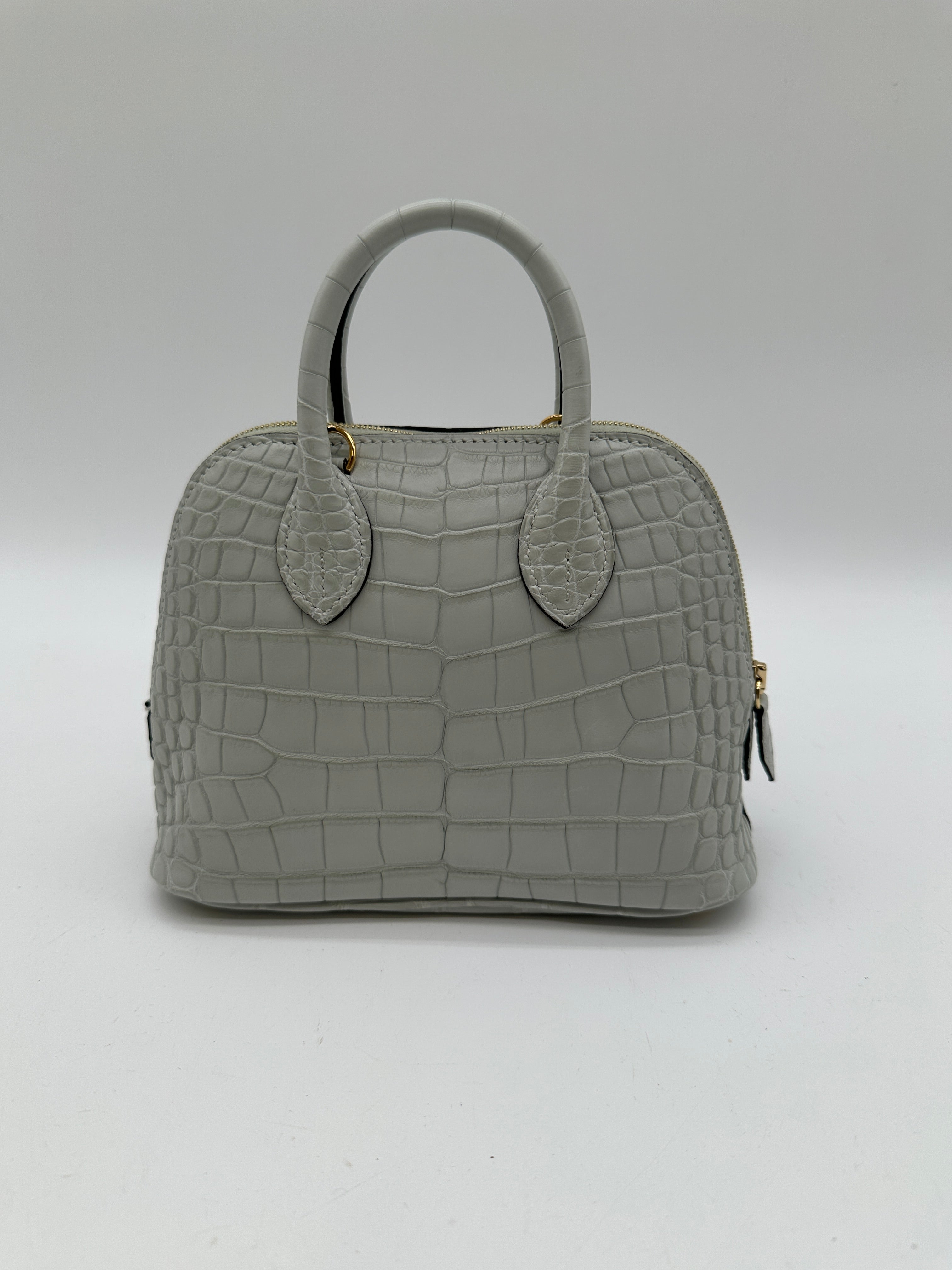 Hermès Mini Bolide Gris Neve Matte Alligator