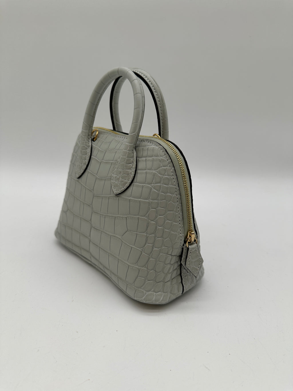 Hermès Mini Bolide Gris Neve Matte Alligator