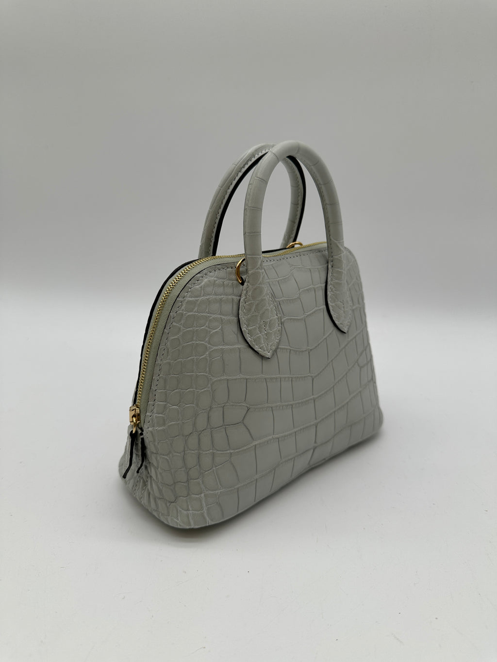 Hermès Mini Bolide Gris Neve Matte Alligator