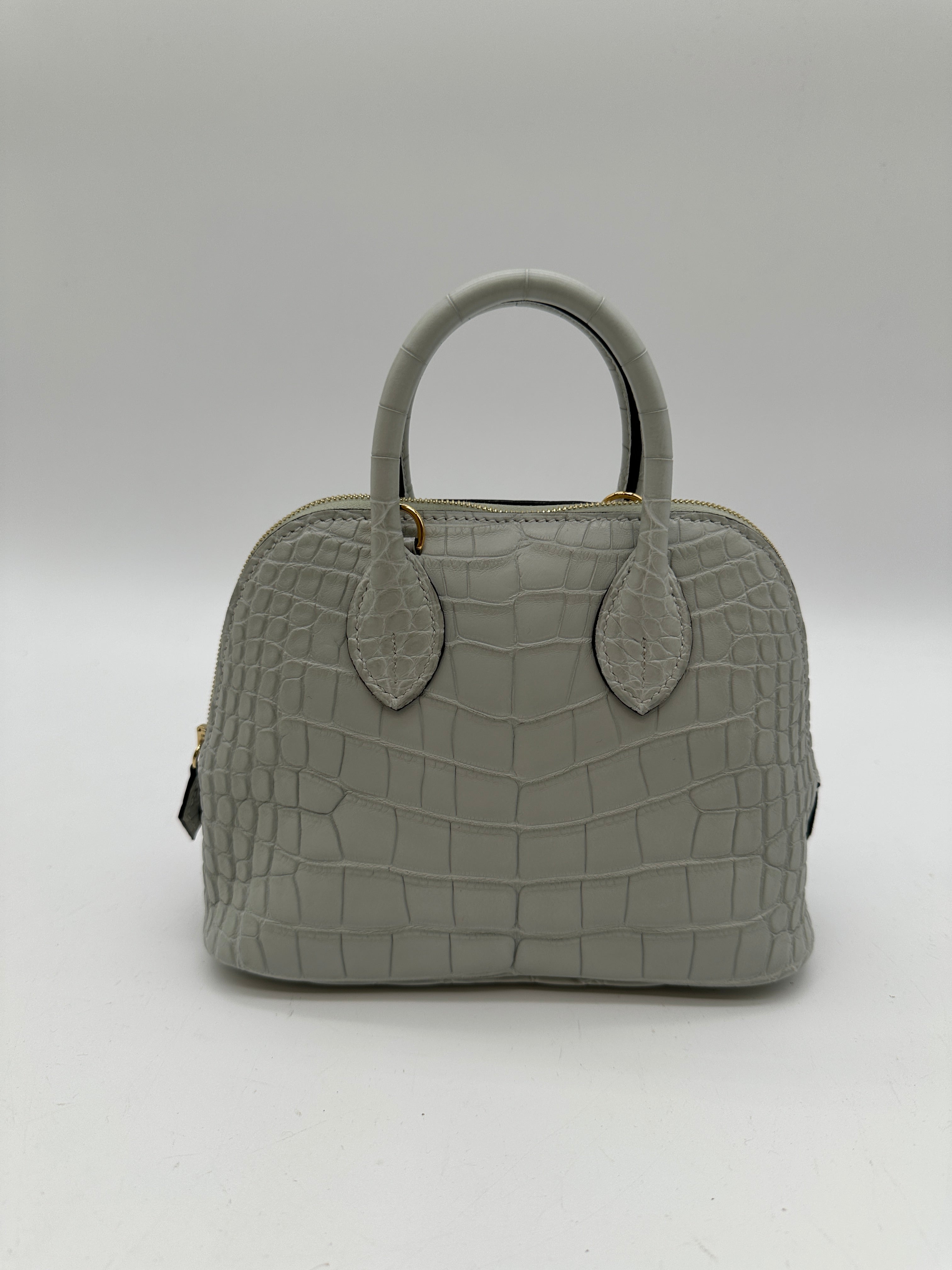 Hermès Mini Bolide Gris Neve Matte Alligator