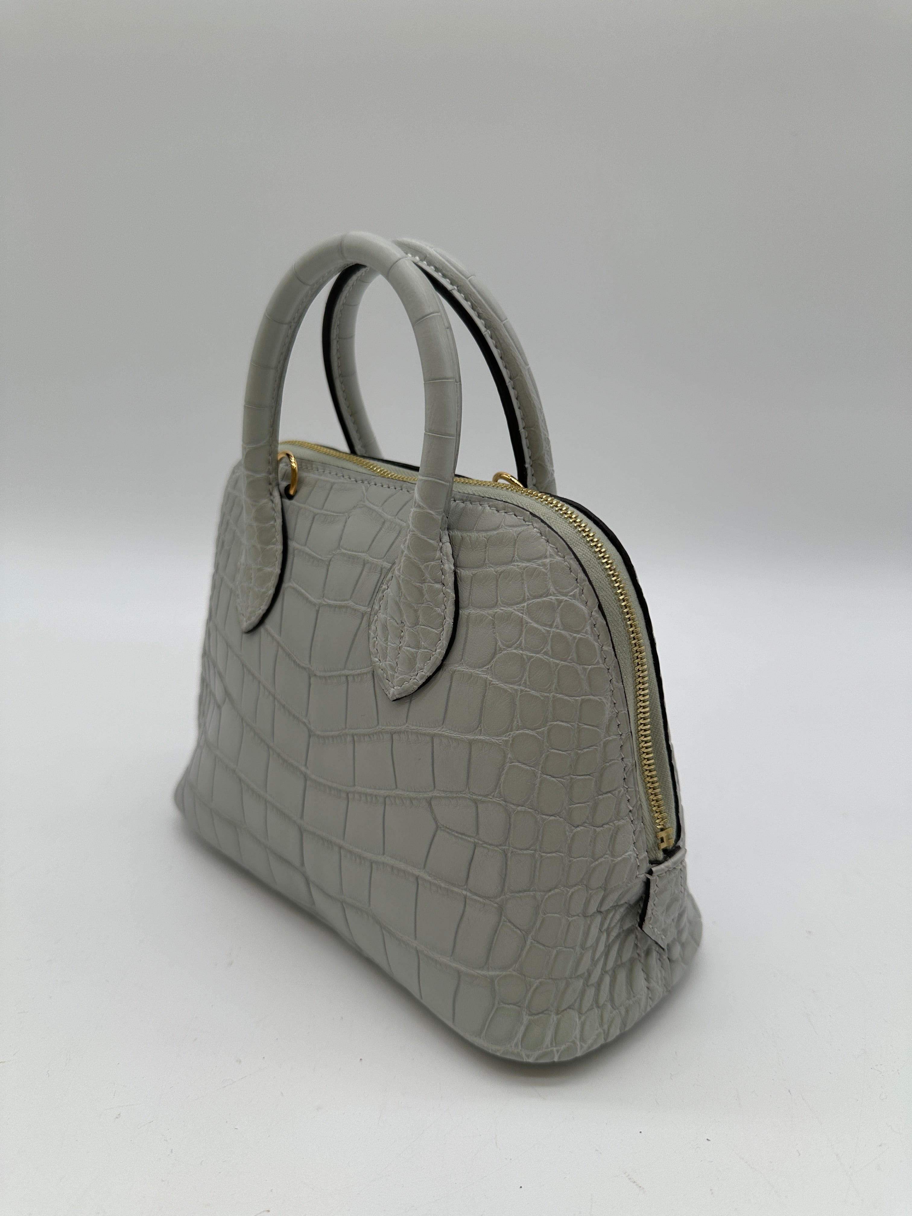 Hermès Mini Bolide Gris Neve Matte Alligator
