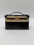 Hermès Kelly Pochette HSS Black / Graphite Shiny Alligator GHW