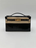 Hermès Kelly Pochette HSS Black / Graphite Shiny Alligator GHW