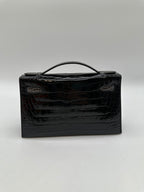 Hermès Kelly Pochette HSS Black / Graphite Shiny Alligator GHW