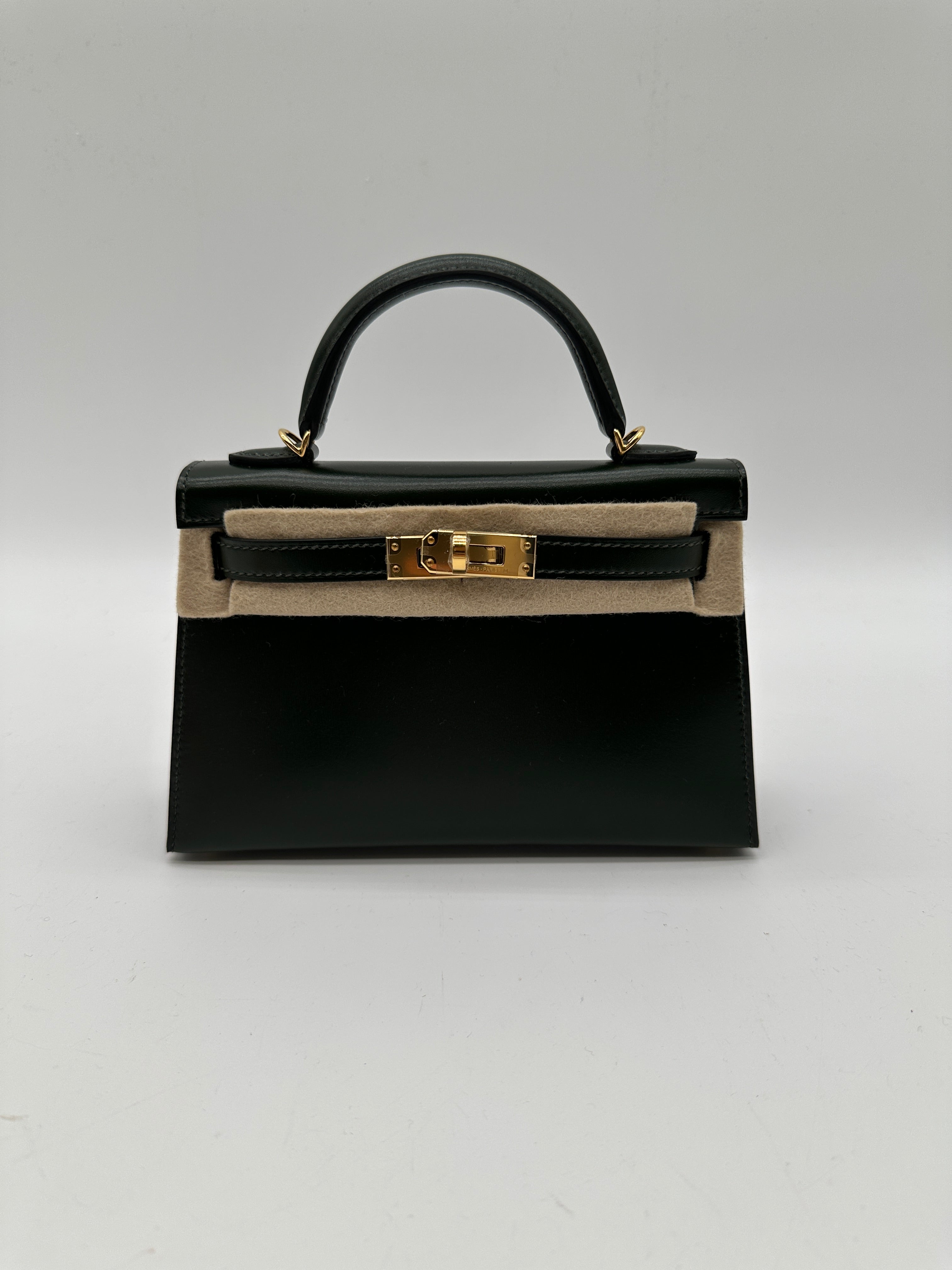 Hermès Mini Kelly 20 Vert Fonce Box leather GHW