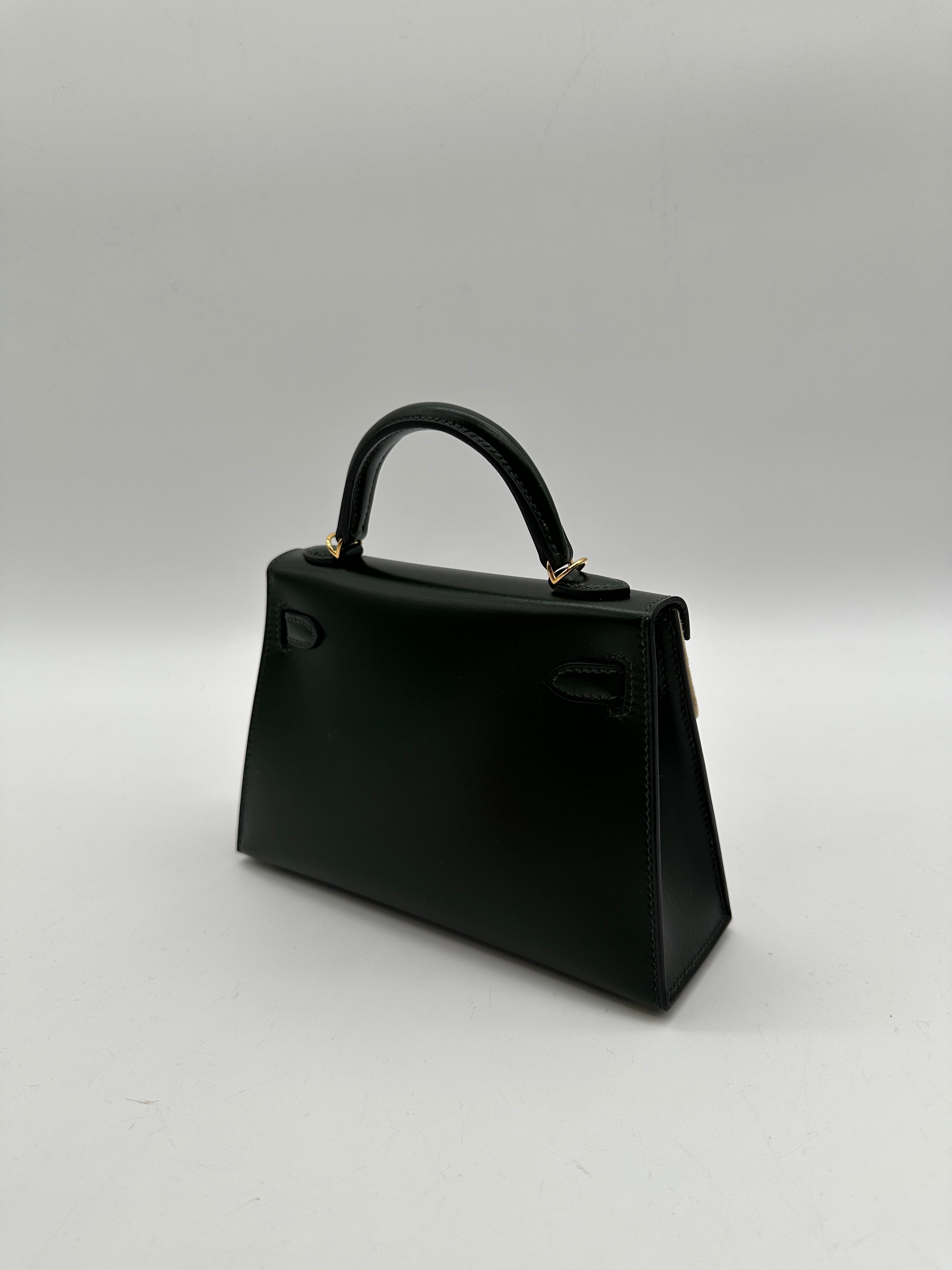 Hermès Mini Kelly 20 Vert Fonce Box leather GHW