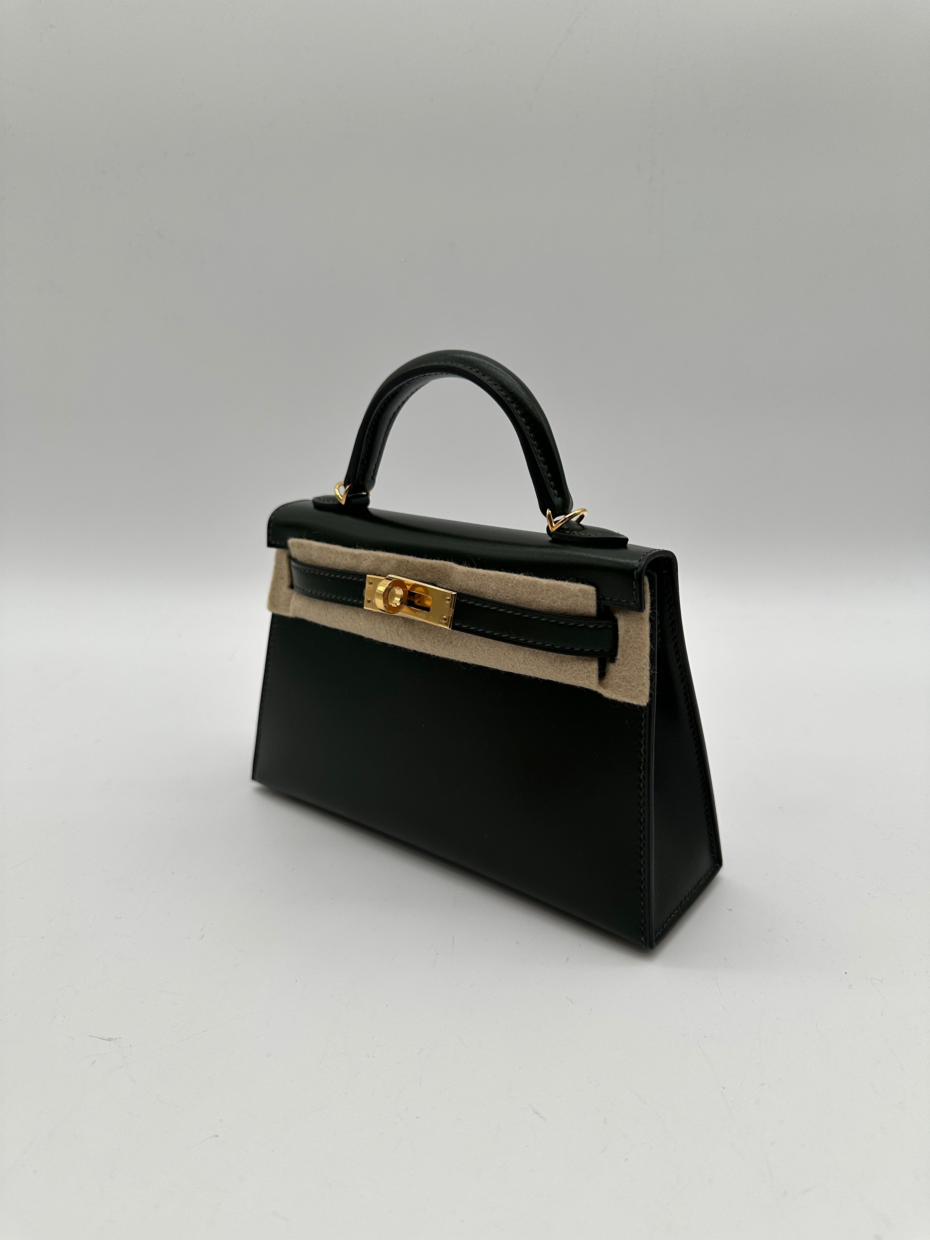 Hermès Mini Kelly 20 Vert Fonce Box leather GHW