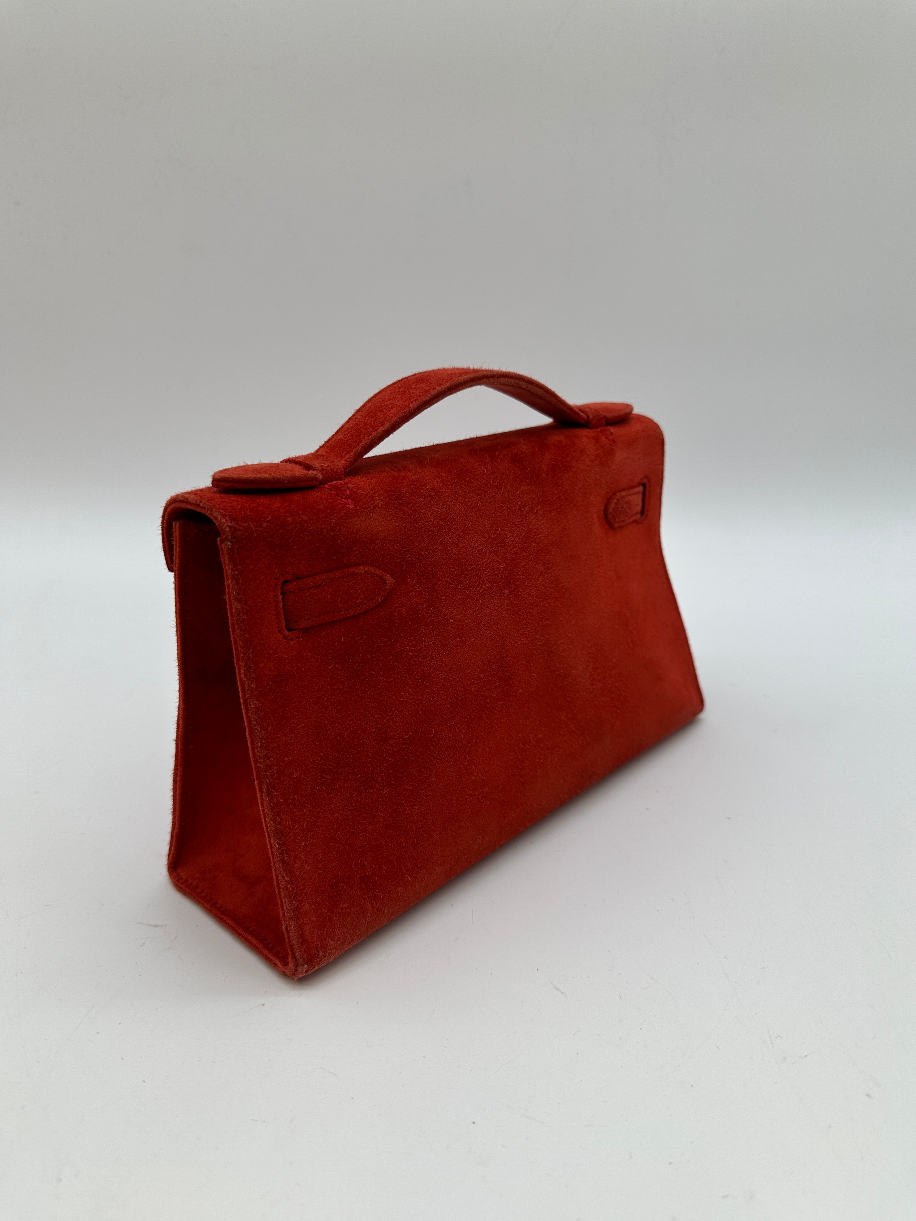Hermès Vintage Kelly Pochette Rouge Casaque Doblis PHW