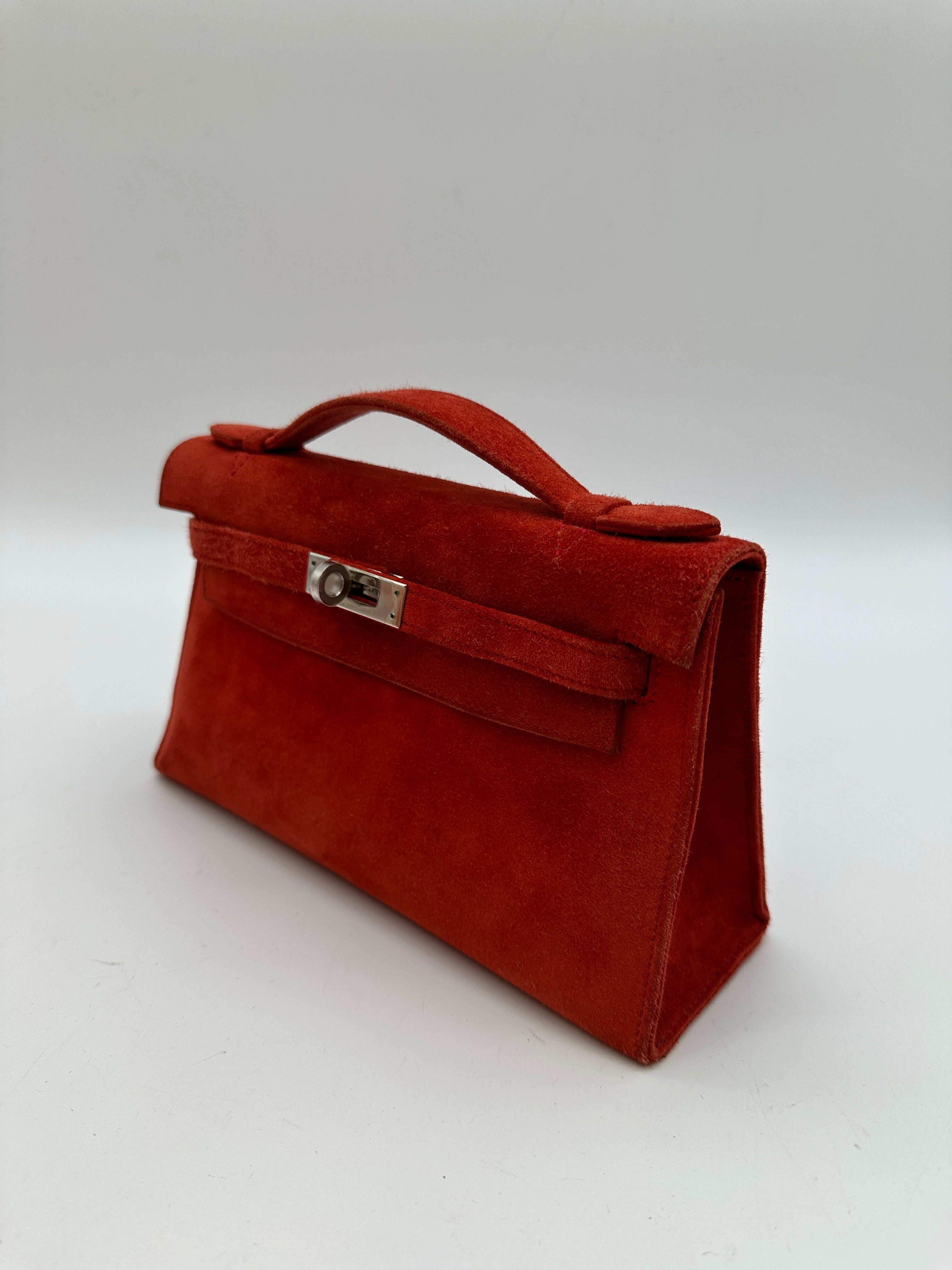 Hermès Vintage Kelly Pochette Rouge Casaque Doblis PHW