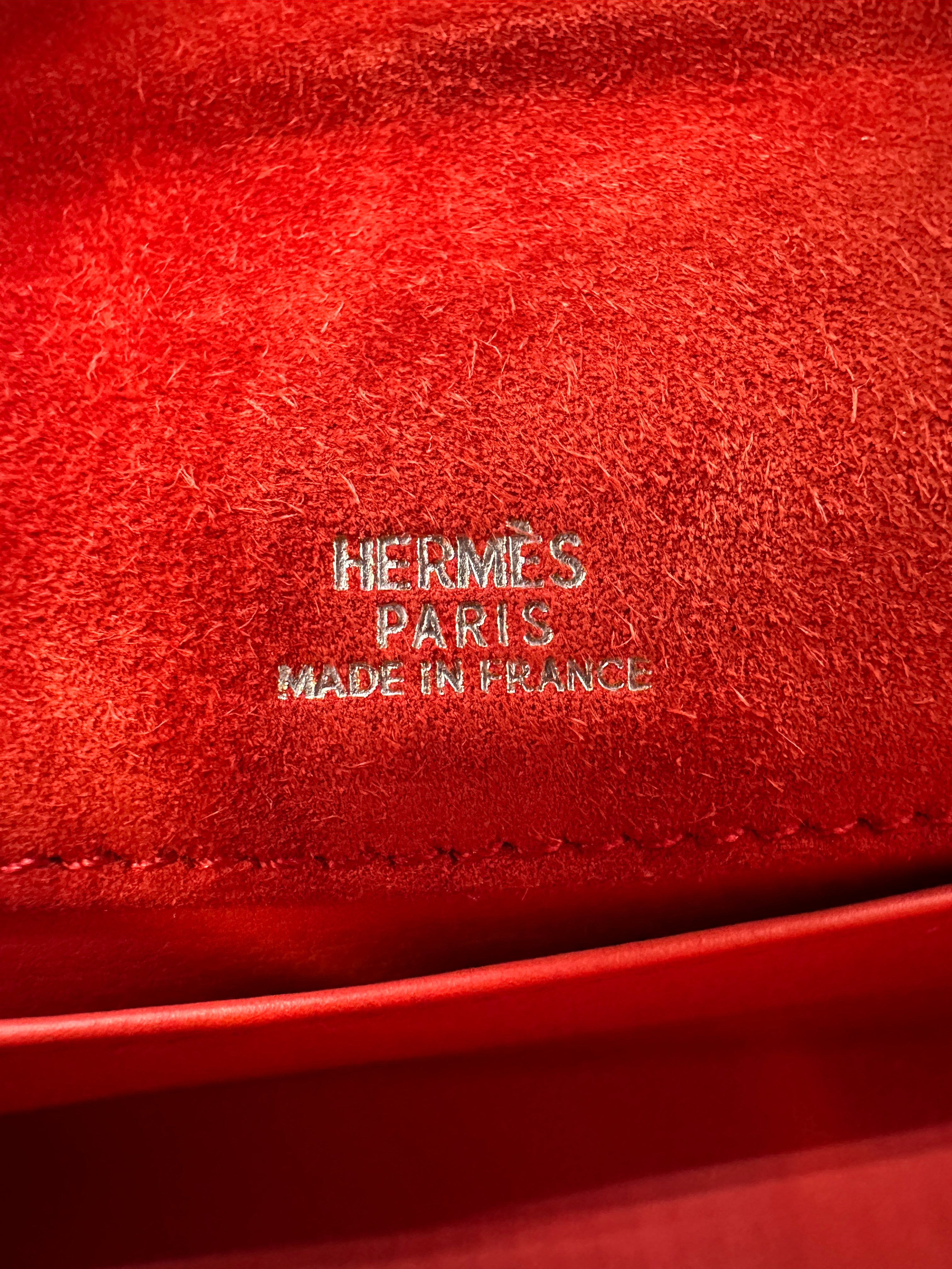 Hermès Vintage Kelly Pochette Rouge Casaque Doblis PHW