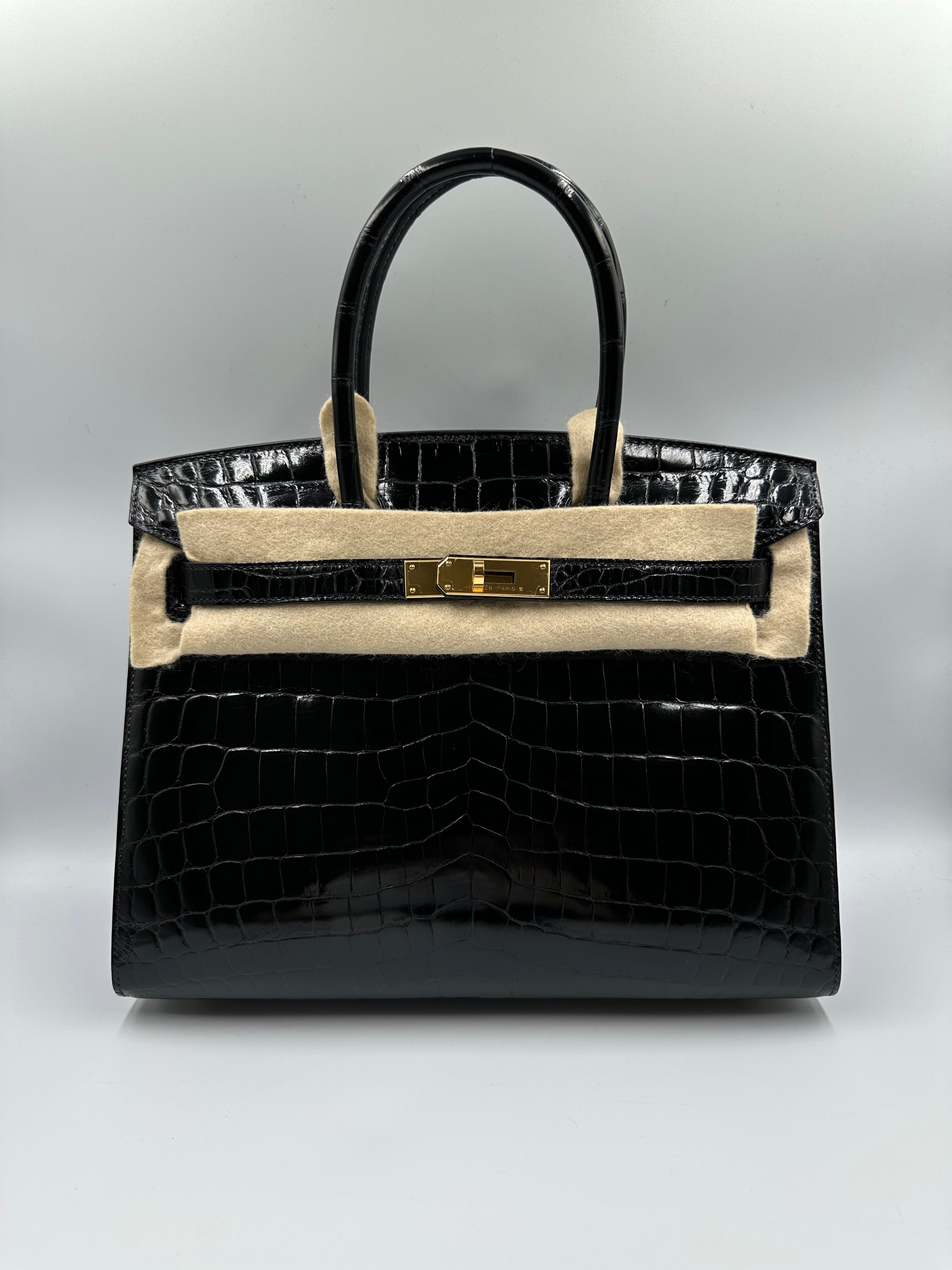 Hermès Birkin 30 Black Shiny Niloticus GHW (Preloved)