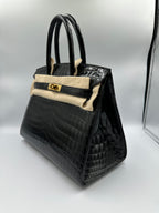 Hermès Birkin 30 Black Shiny Niloticus GHW (Preloved)
