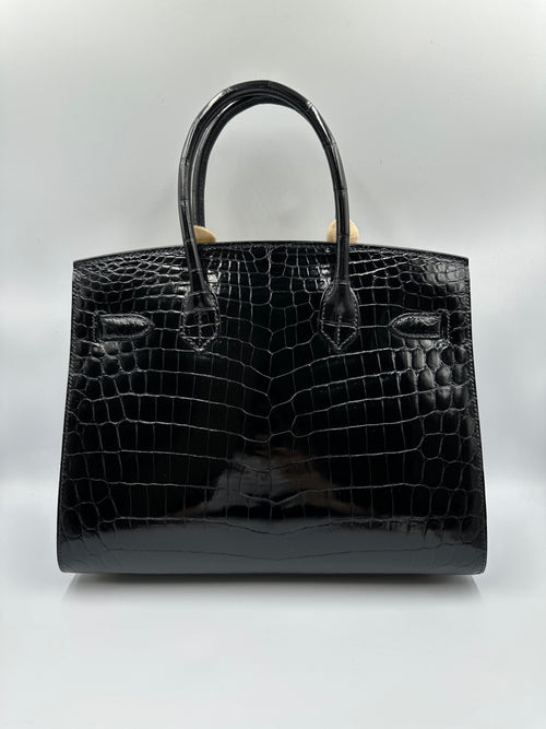 Hermès Birkin 30 Black Shiny Niloticus GHW (Preloved)