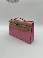 Hermès Kelly Pochette Rose Mexico Shiny PHW