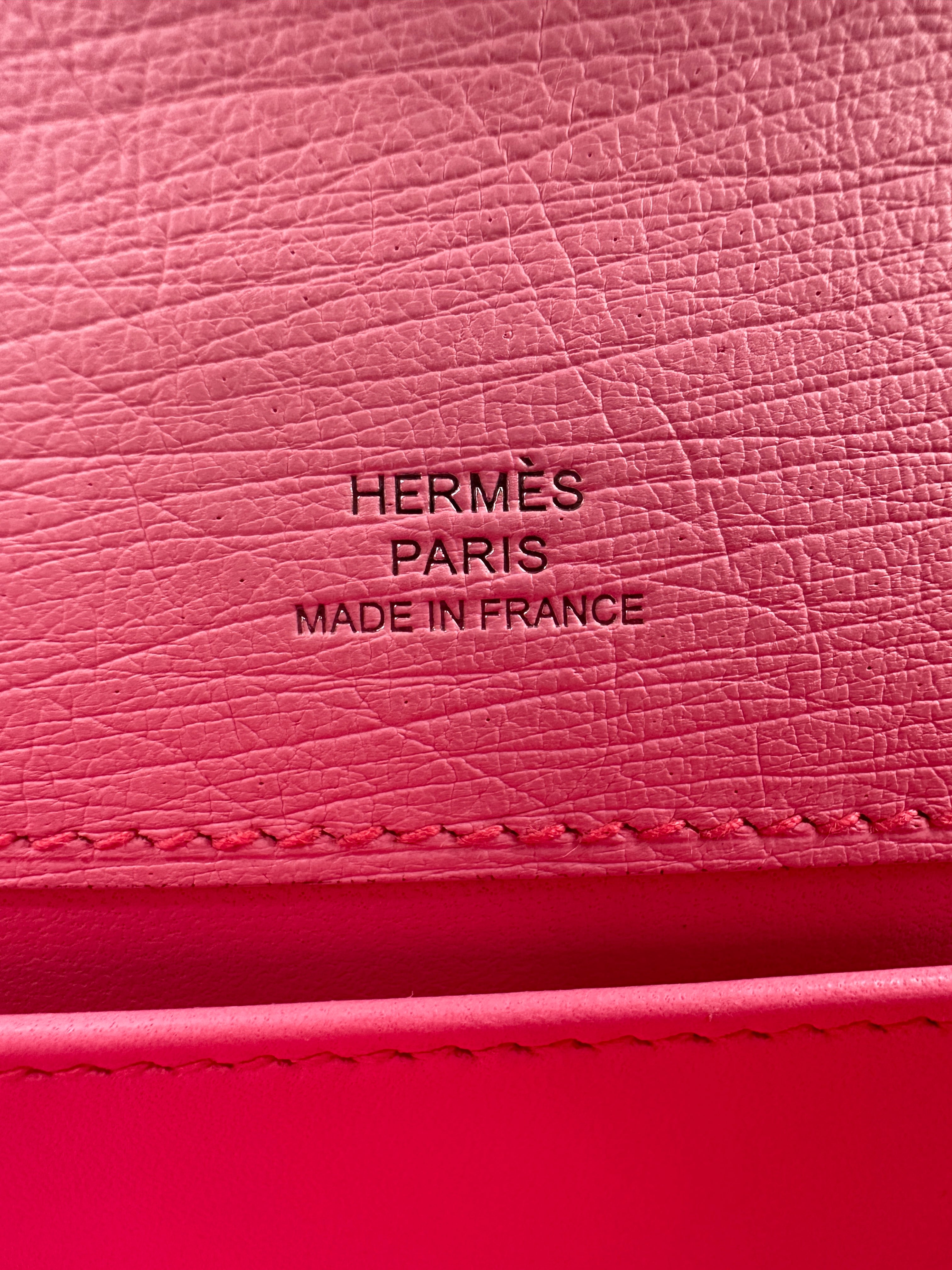 Hermès Kelly Pochette Rose Mexico Shiny PHW