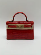 Hermès Kelly 20 Geranium Shiny Alligator GHW