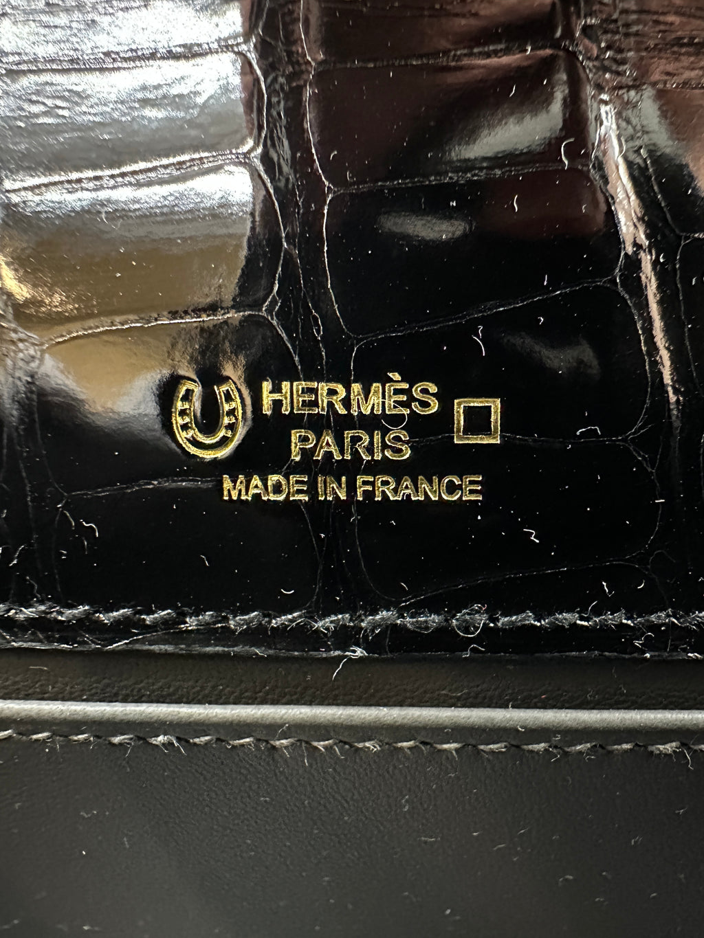 Hermès Kelly Pochette HSS Black / Graphite Shiny Alligator GHW