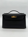 Hermès Kelly Pochette Black Swift GHW