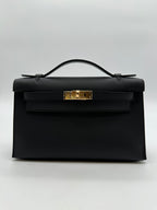 Hermès Kelly Pochette Black Swift GHW