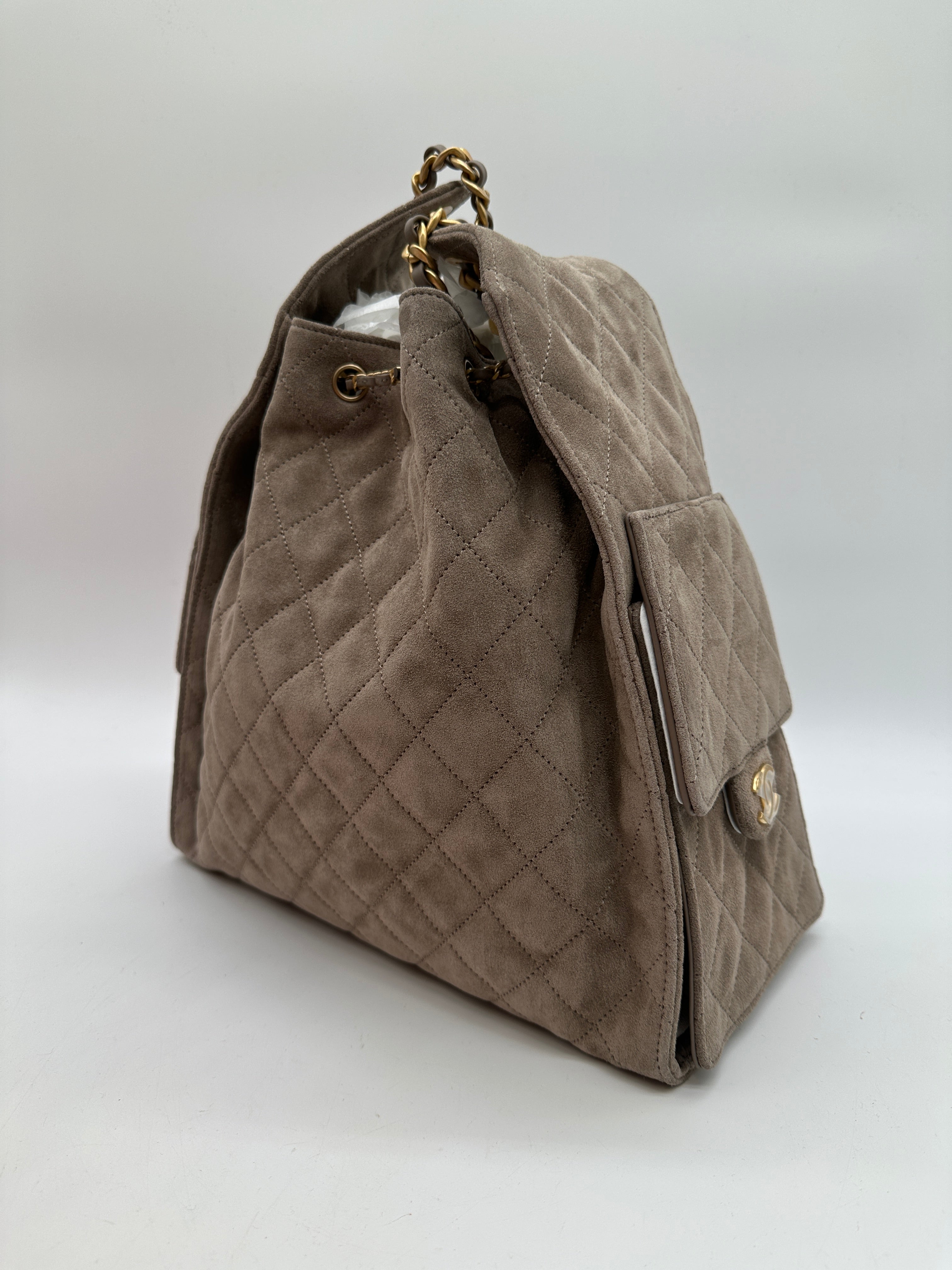 Chanel Hobo Medium Grey Suede