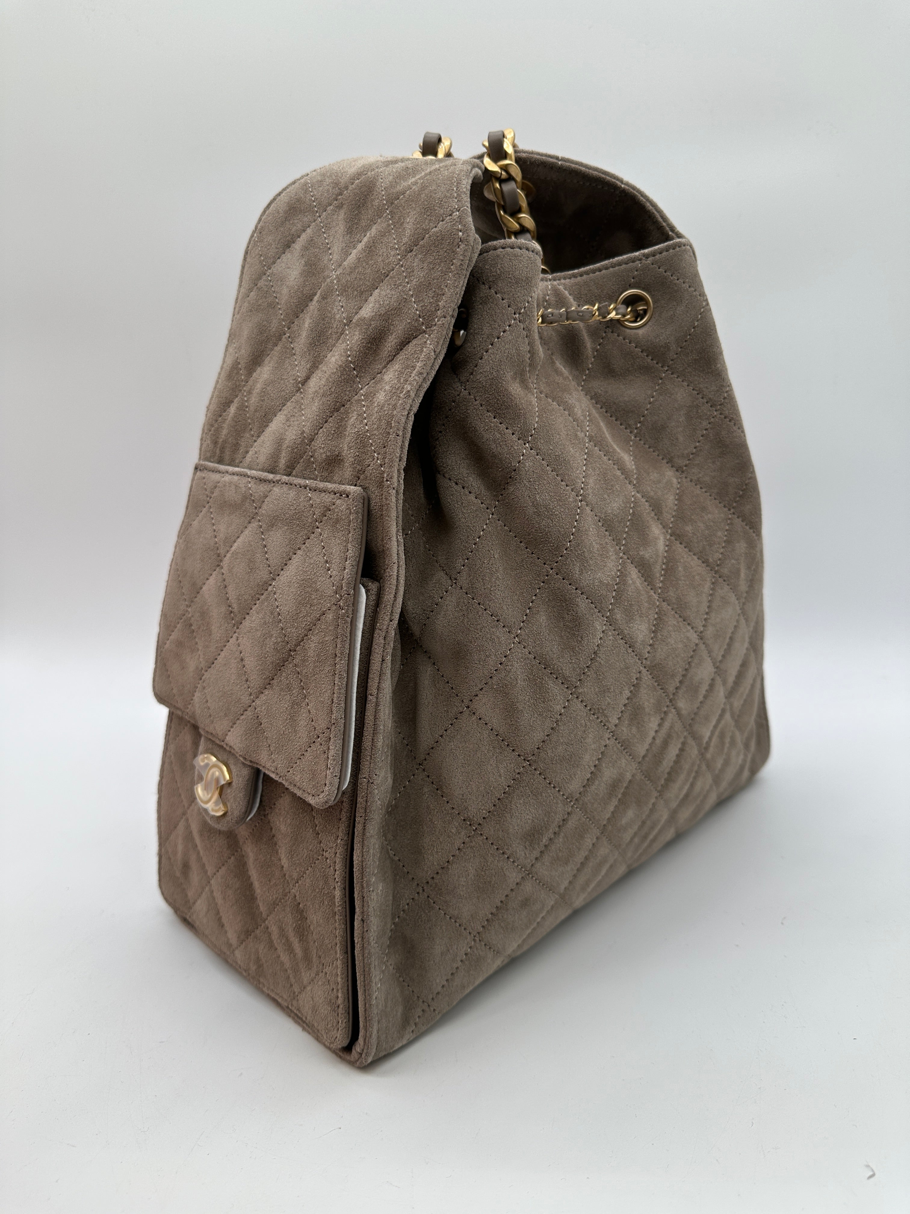 Chanel Hobo Medium Grey Suede