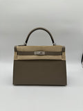 Hermès Kelly 32 HSS Gris Asphalte Verso Blue Glacier Epsom Brushed Palladium Hardware