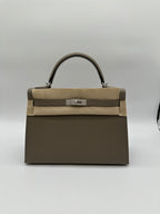 Hermès Kelly 32 HSS Gris Asphalte Verso Blue Glacier Epsom Brushed Palladium Hardware