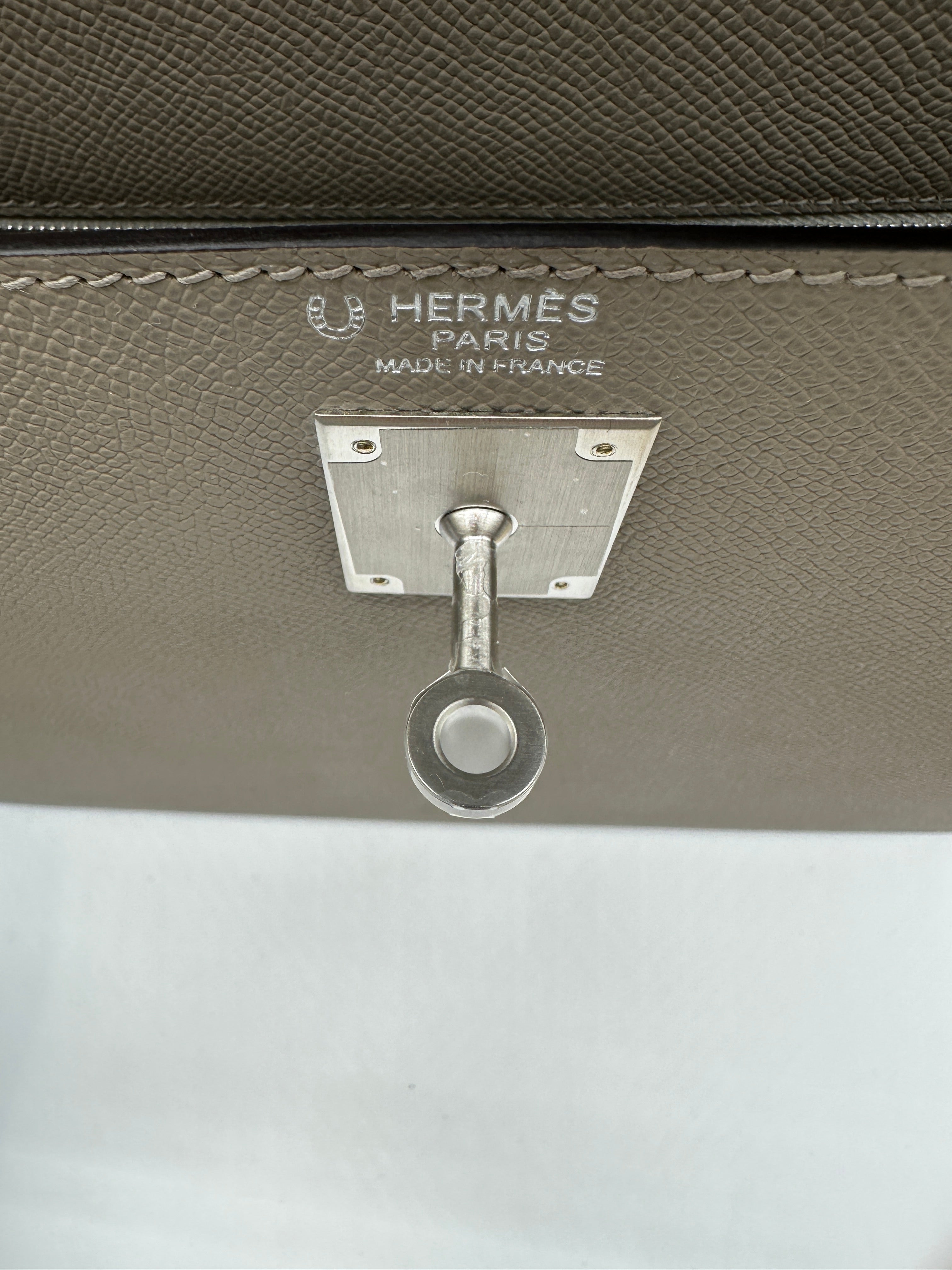 Hermès Kelly 32 HSS Gris Asphalte Verso Blue Glacier Epsom Brushed Palladium Hardware