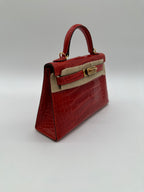 Hermès Kelly 20 Geranium Shiny Alligator GHW