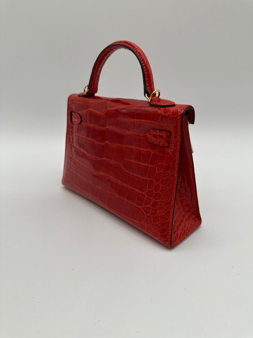 Hermès Kelly 20 Geranium Shiny Alligator GHW