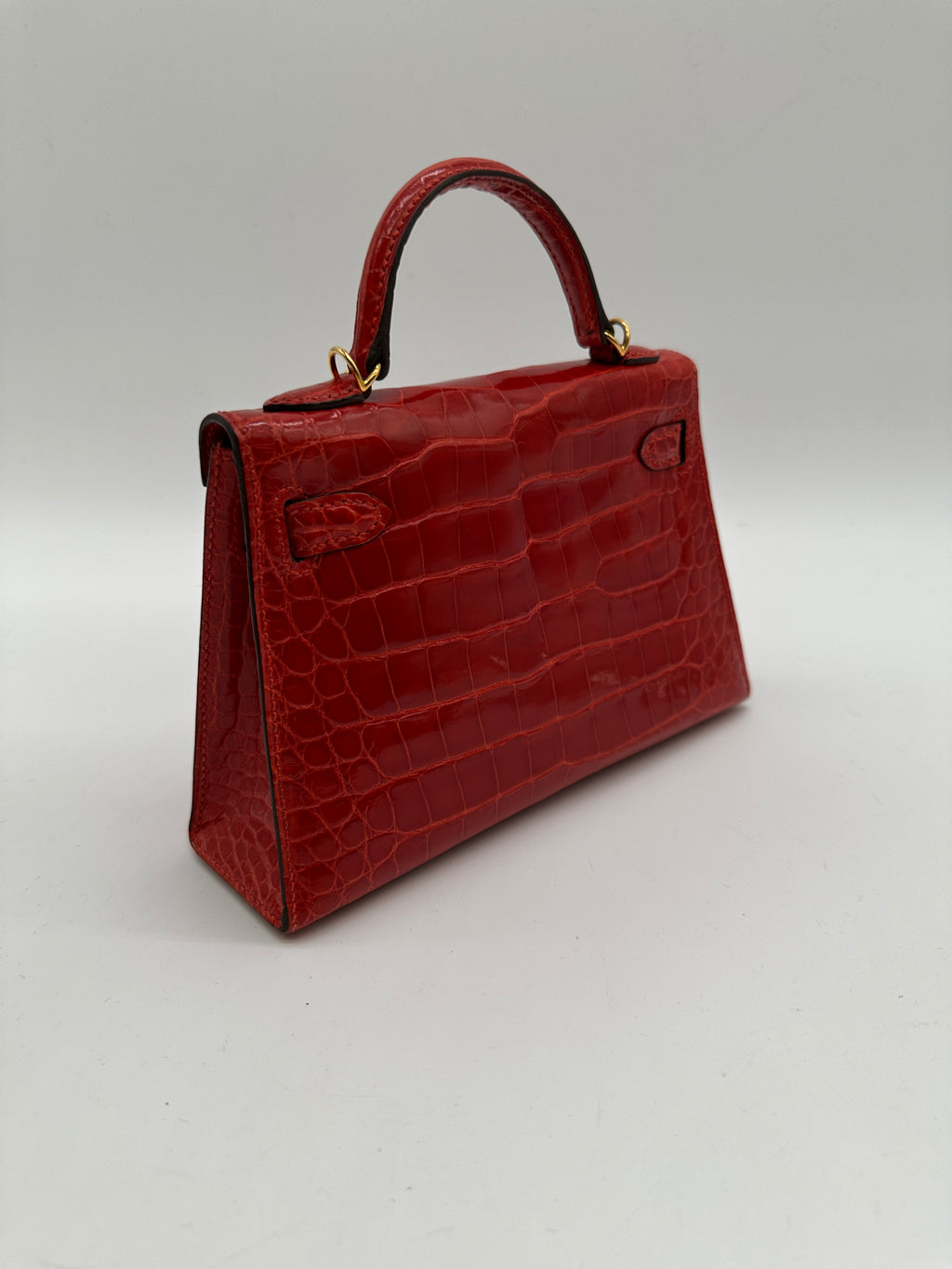 Hermès Kelly 20 Geranium Shiny Alligator GHW