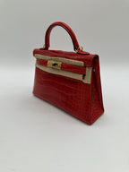 Hermès Kelly 20 Geranium Shiny Alligator GHW