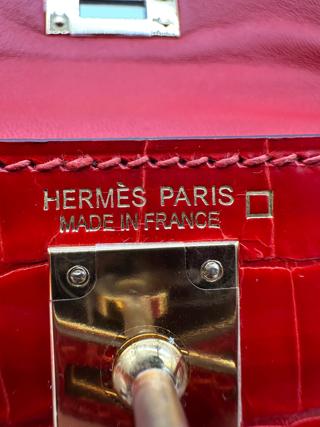 Hermès Kelly 20 Geranium Shiny Alligator GHW