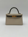 Hermès Mini Kelly 20 HSS Craie / Gris Meyer epsom GHW