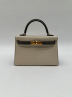 Hermès Mini Kelly 20 HSS Craie / Gris Meyer epsom GHW