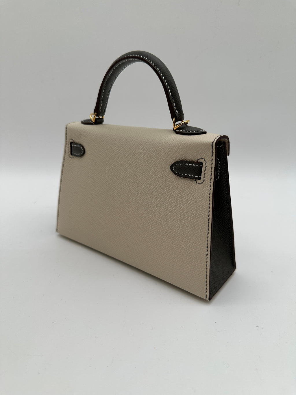 Hermès Mini Kelly 20 HSS Craie / Gris Meyer epsom GHW