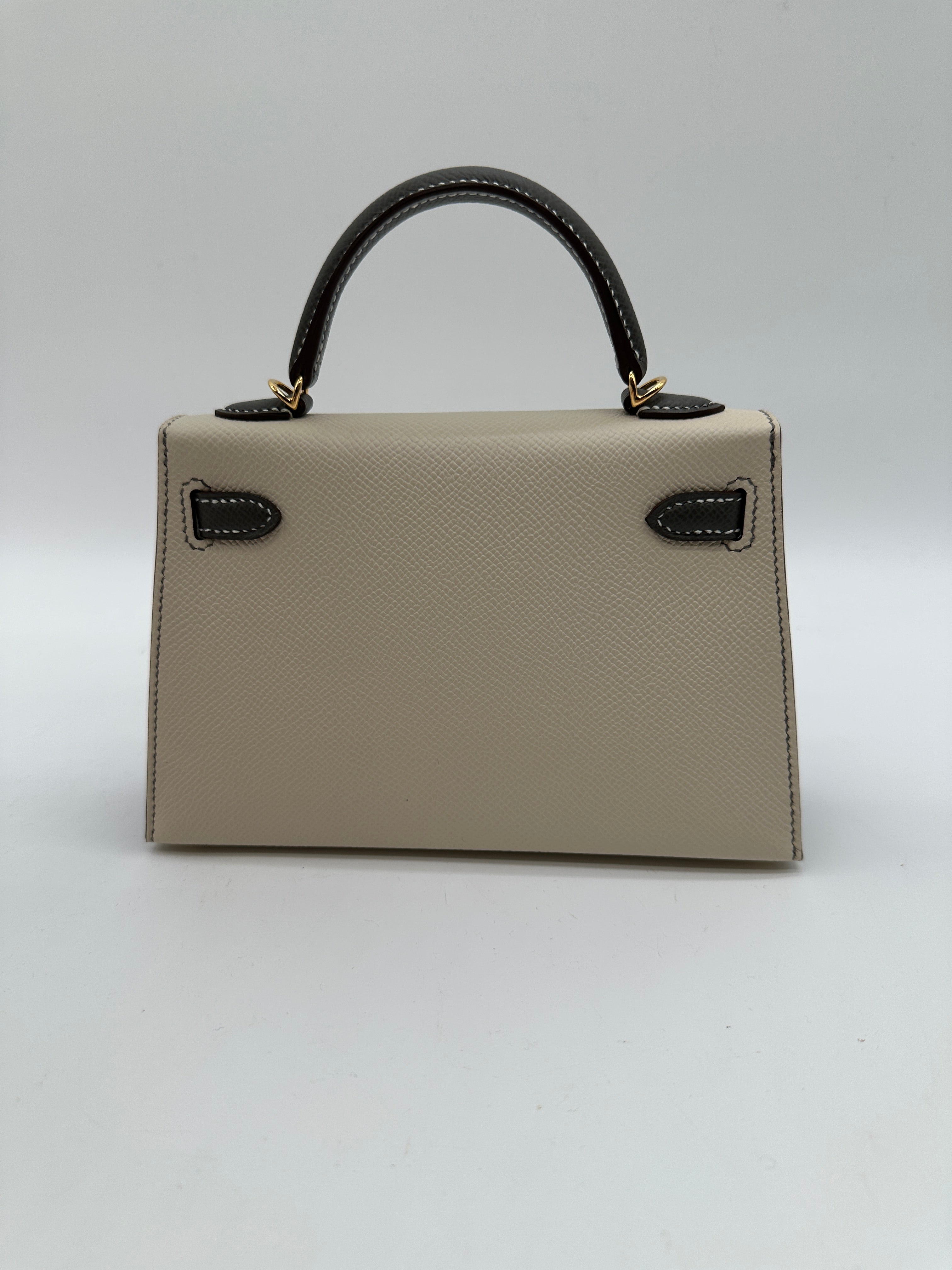 Hermès Mini Kelly 20 HSS Craie / Gris Meyer epsom GHW