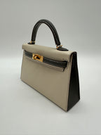 Hermès Mini Kelly 20 HSS Craie / Gris Meyer epsom GHW