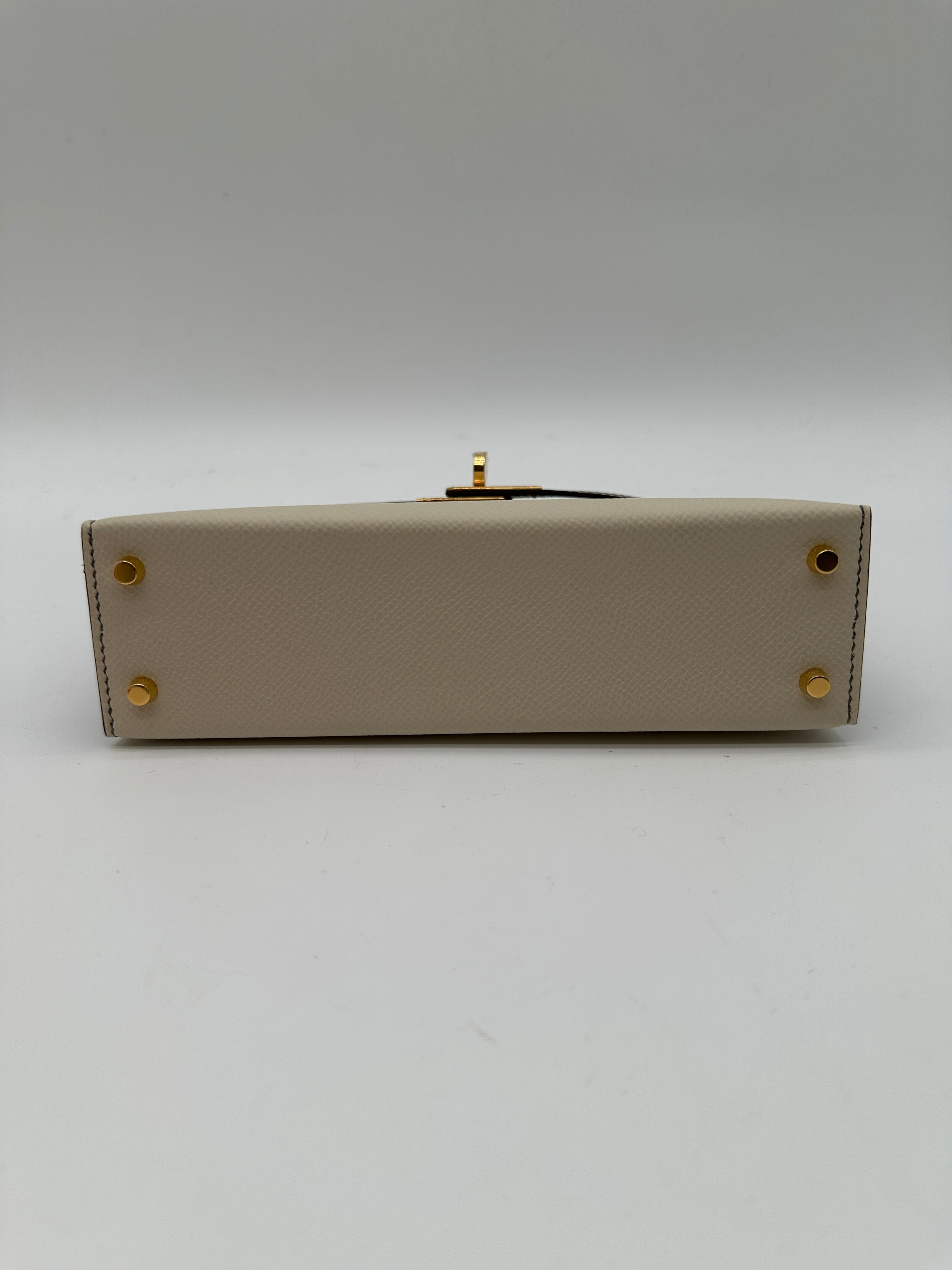 Hermès Mini Kelly 20 HSS Craie / Gris Meyer epsom GHW